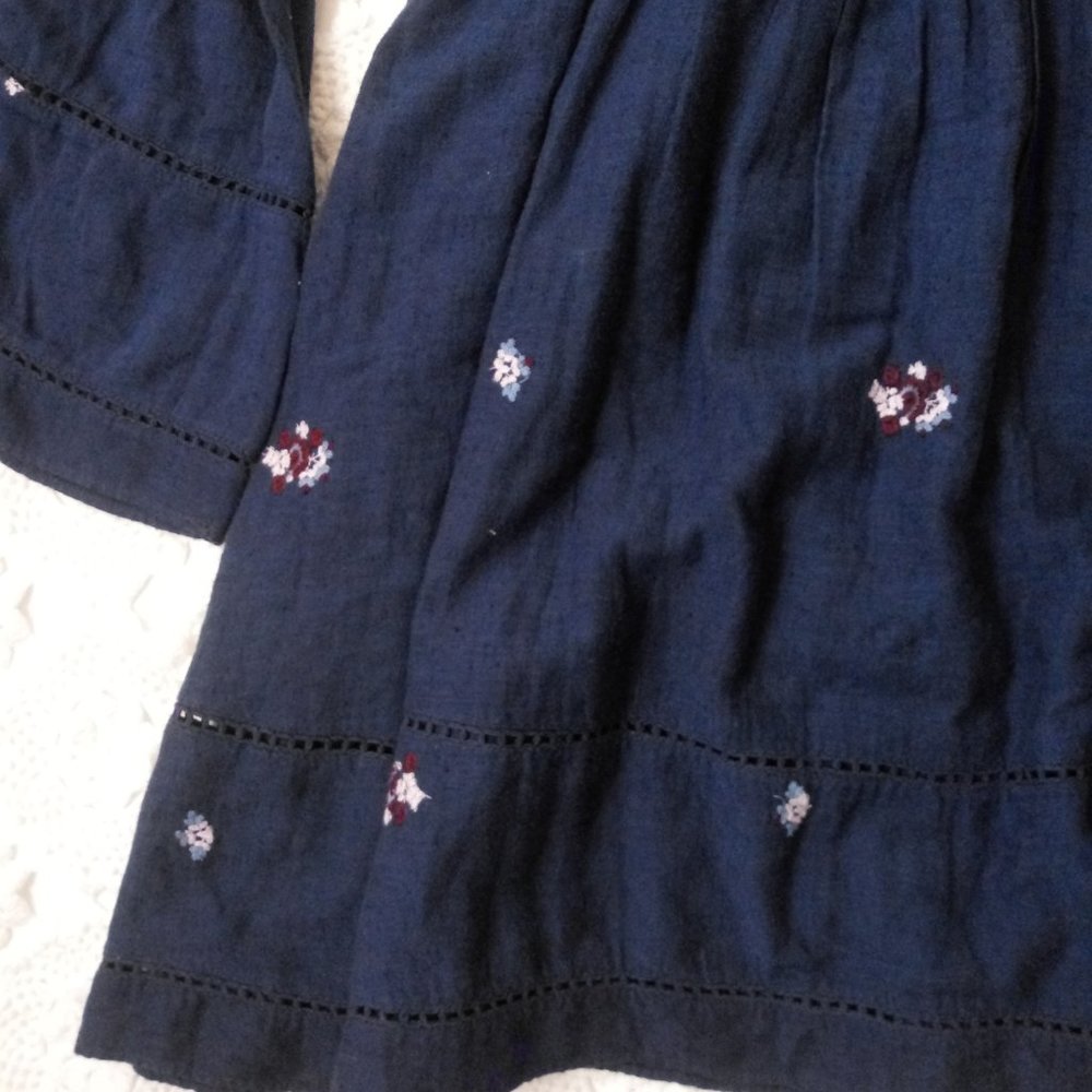Free People Navy Mini Dress with Floral Accents - Picture 3 of 7